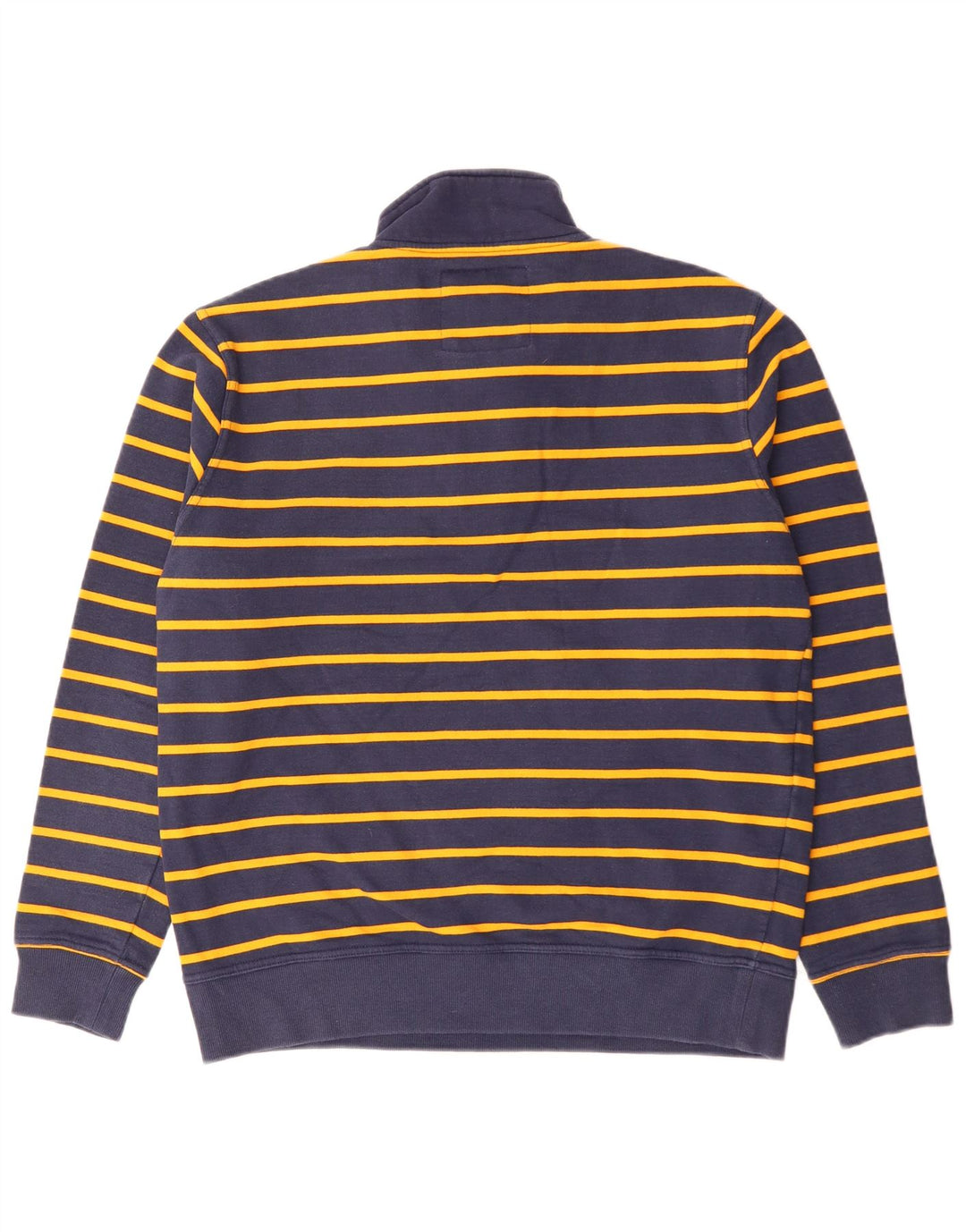 CREW CLOTHING Mens Zip Neck Sweatshirt Jumper Large Navy Blue Striped