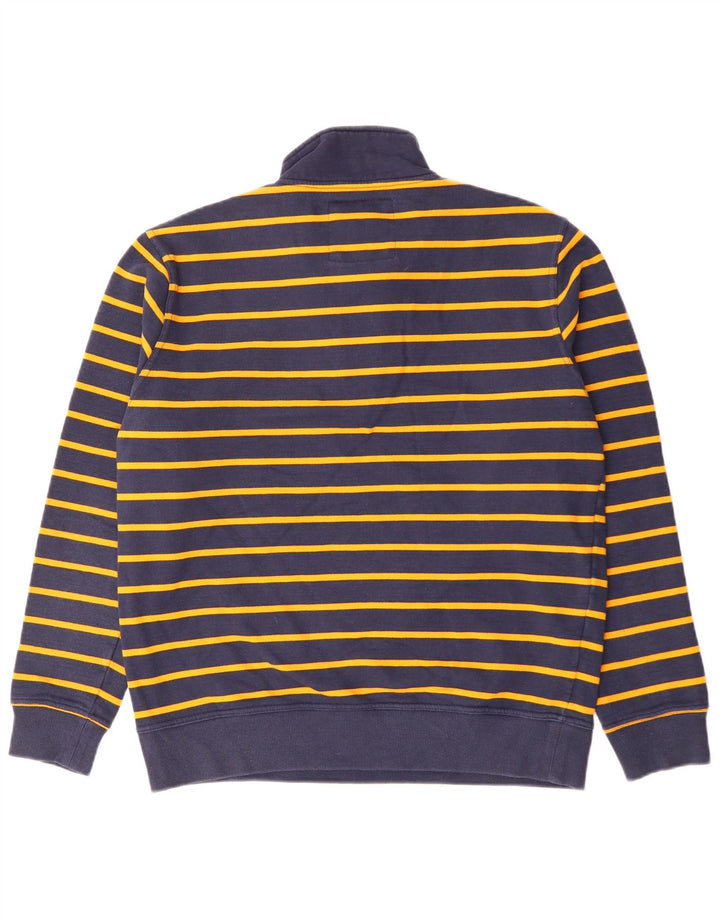 CREW CLOTHING Mens Zip Neck Sweatshirt Jumper Large Navy Blue Striped