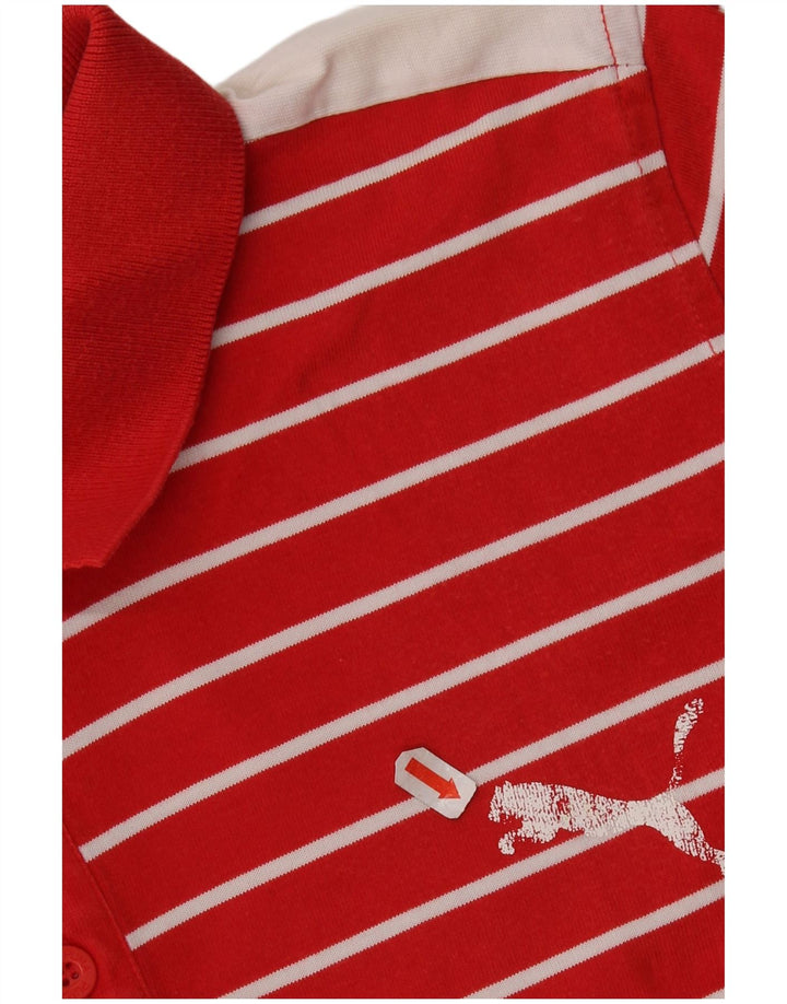 Puma Mens Polo Shirt Large Red Striped Cotton