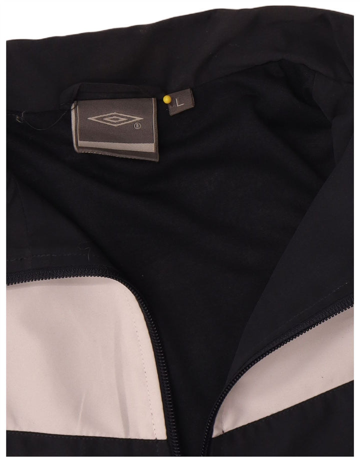 Umbro Mens Tracksuit Top Jacket Large Navy Blue Colourblock Polyester