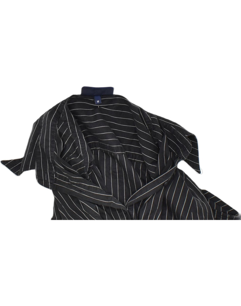 TRUSSARDI Womens Shirt UK 12 Medium Black Pinstripe Cotton | Vintage | Thrift | Second-Hand | Used Clothing | Messina Hembry 