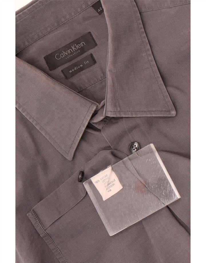 CALVIN KLEIN Mens Shirt Size 42 Large Grey Cotton