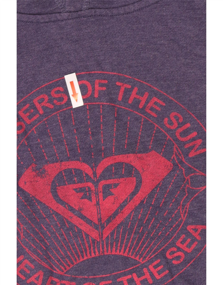 Roxy Womens Graphic Hoodie Jumper Medium Purple Cotton