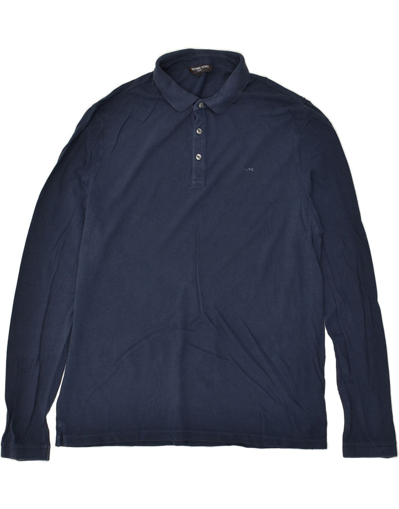 MICHAEL KORS Mens Modern Fit Long Sleeve Polo Shirt XL Navy Blue Cotton | Vintage Michael Kors | Thrift | Second-Hand Michael Kors | Used Clothing | Messina Hembry 