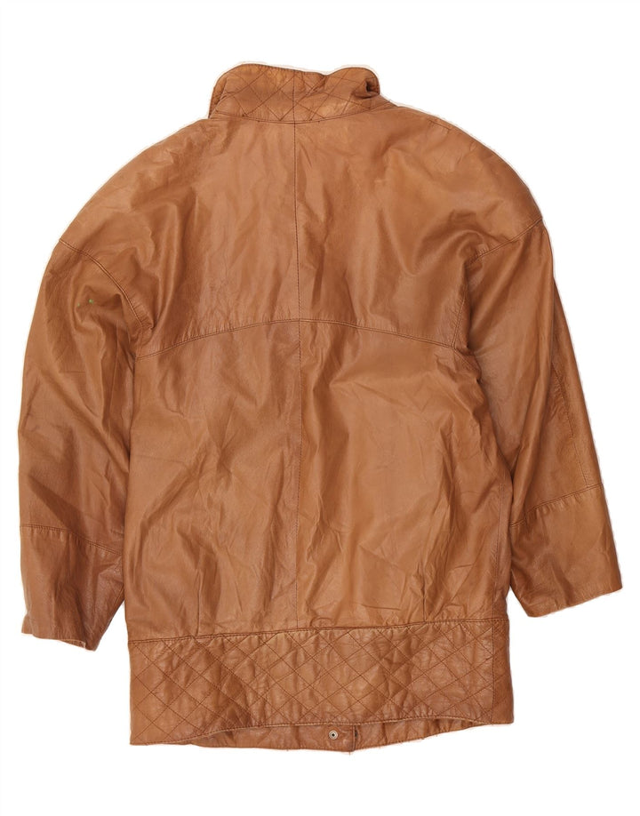 VINTAGE Womens Leather Coat UK 14 Medium Brown Vintage Vintage and Second-Hand Vintage from Messina Hembry 
