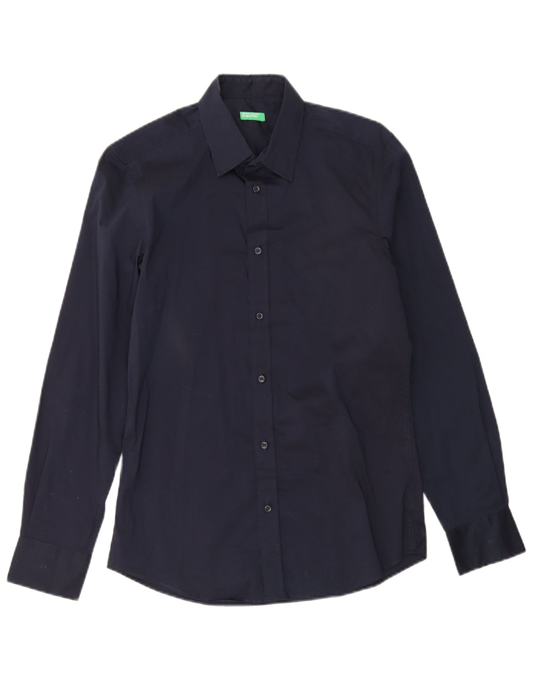 Benetton Mens Shirt Small Navy Blue Cotton