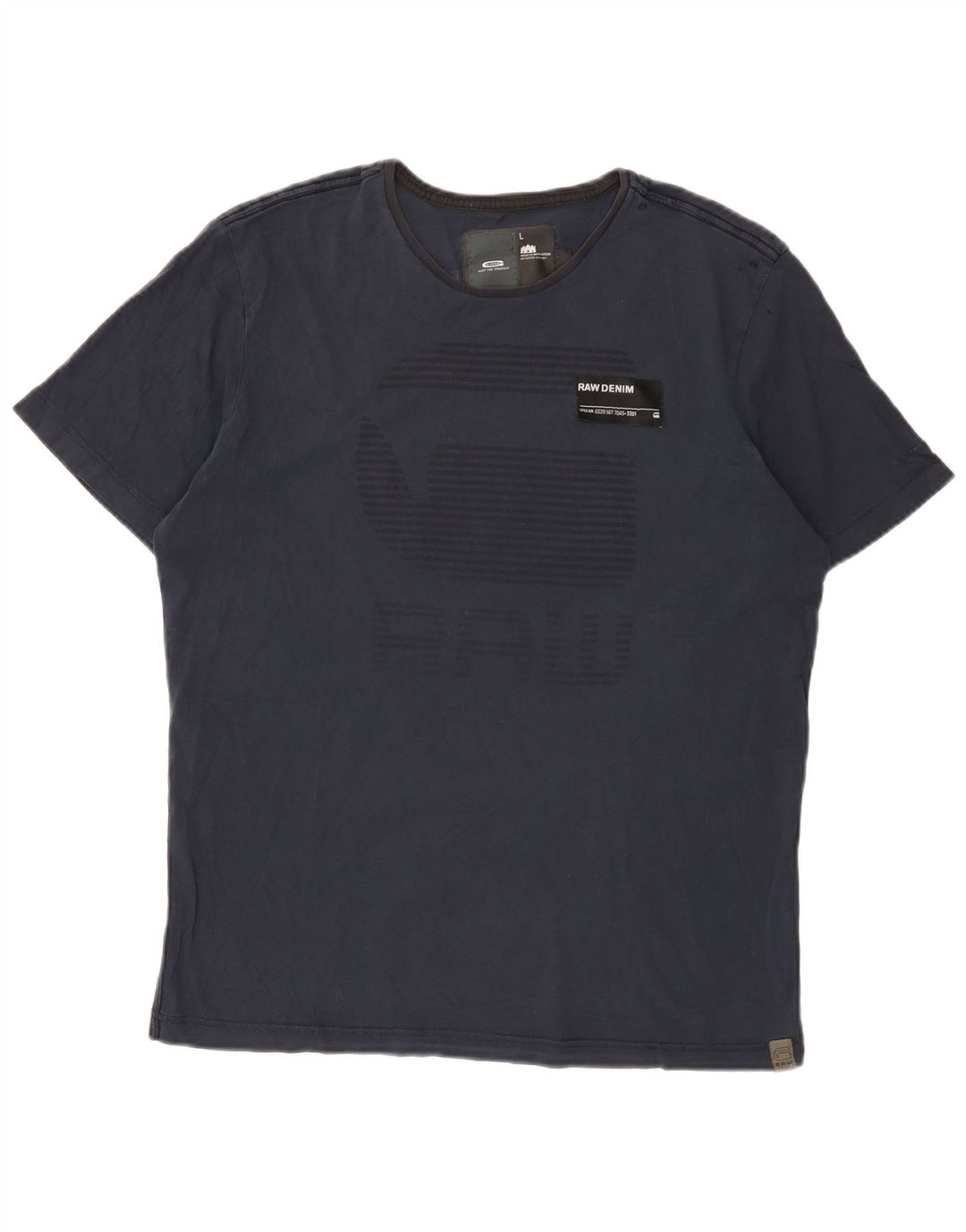 G-Star Mens Graphic T-Shirt Top Large Navy Blue Cotton