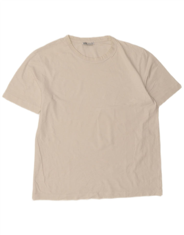 Zara Mens T-Shirt Top Medium White Cotton