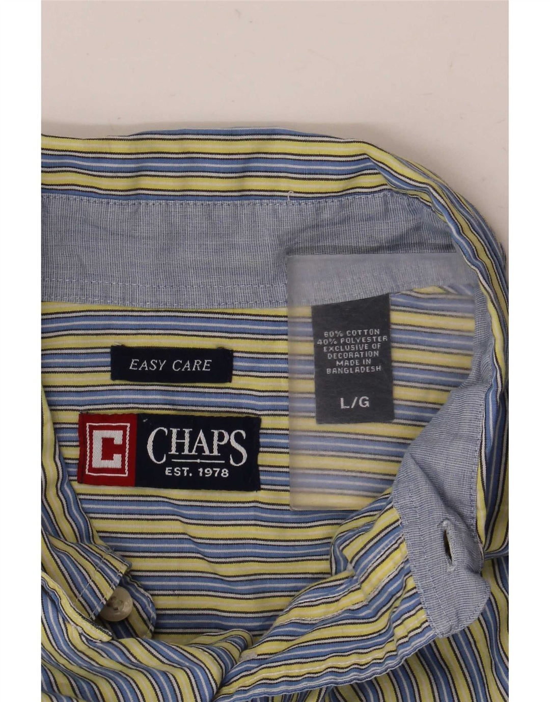 Chaps Mens Shirt Large Blue Striped Cotton