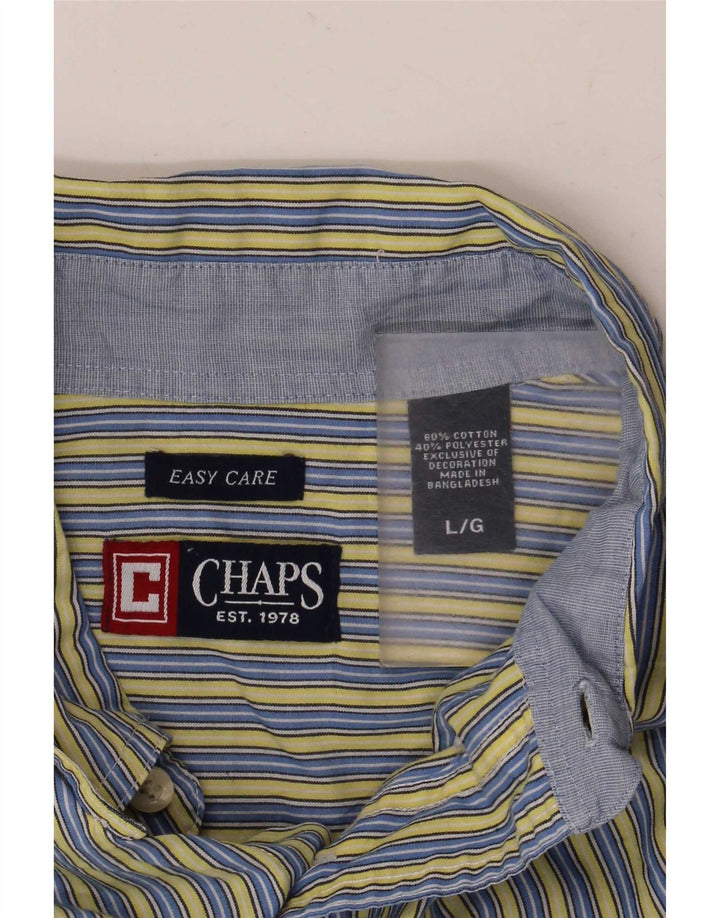 Chaps Mens Shirt Large Blue Striped Cotton