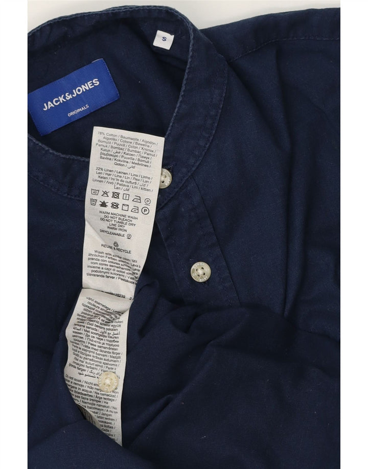 JACK & JONES Mens Short Sleeve Shirt Small Navy Blue Cotton
