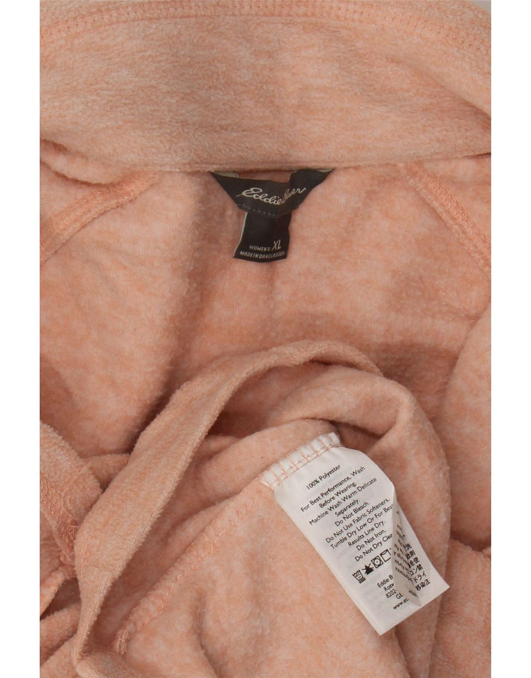 EDDIE BAUER Womens Zip Neck Fleece Jumper UK 18 XL Orange Flecked