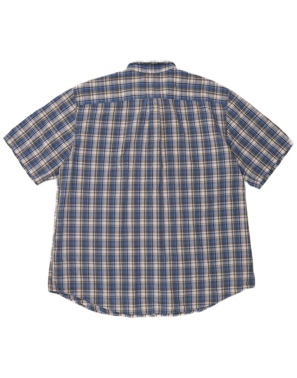Dockers Mens Short Sleeve Classic Fit Shirt XL Blue Check Cotton