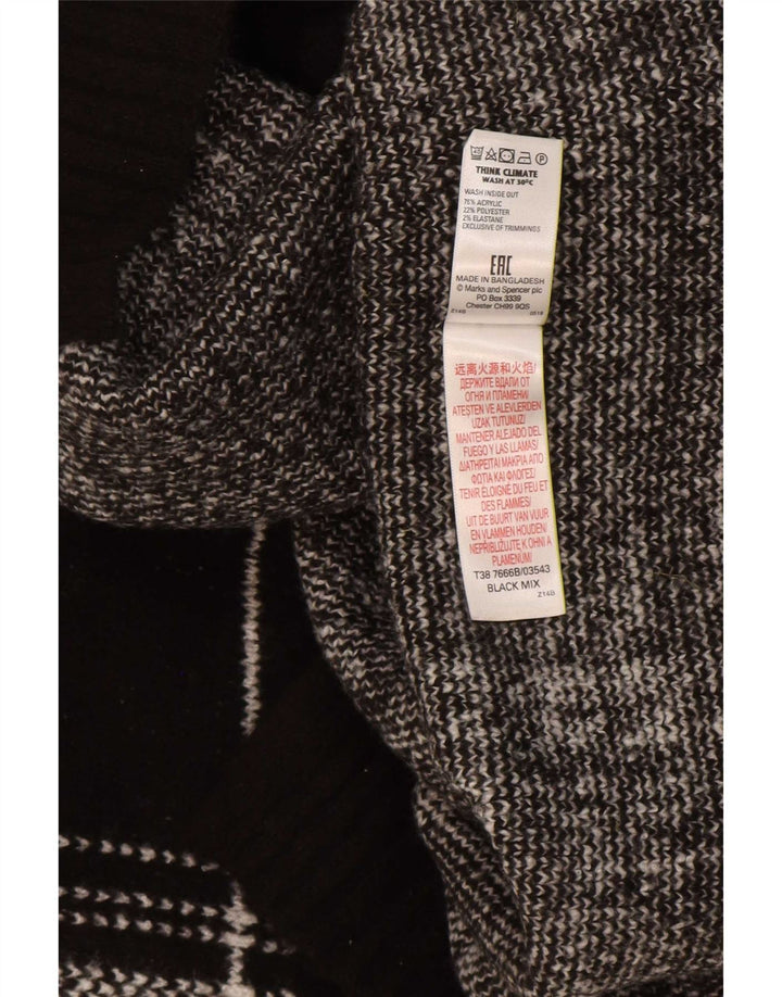 Marks & Spencer Mens Crew Neck Jumper Sweater Large Black Check Acrylic