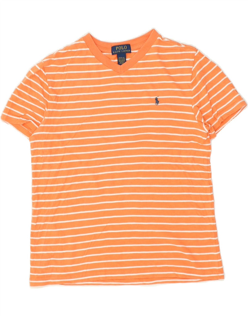 POLO RALPH LAUREN Boys T-Shirt Top 10-11 Years Medium Orange Striped | Vintage Polo Ralph Lauren | Thrift | Second-Hand Polo Ralph Lauren | Used Clothing | Messina Hembry 