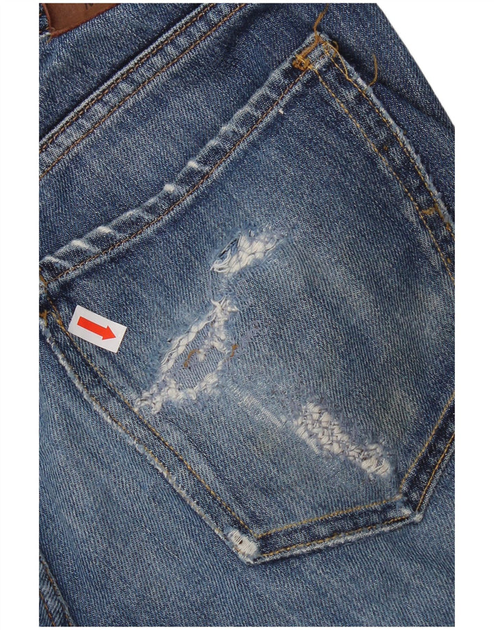 Massimo Dutti Mens Distressed Straight Jeans EU 42 Large W32 L29 Blue