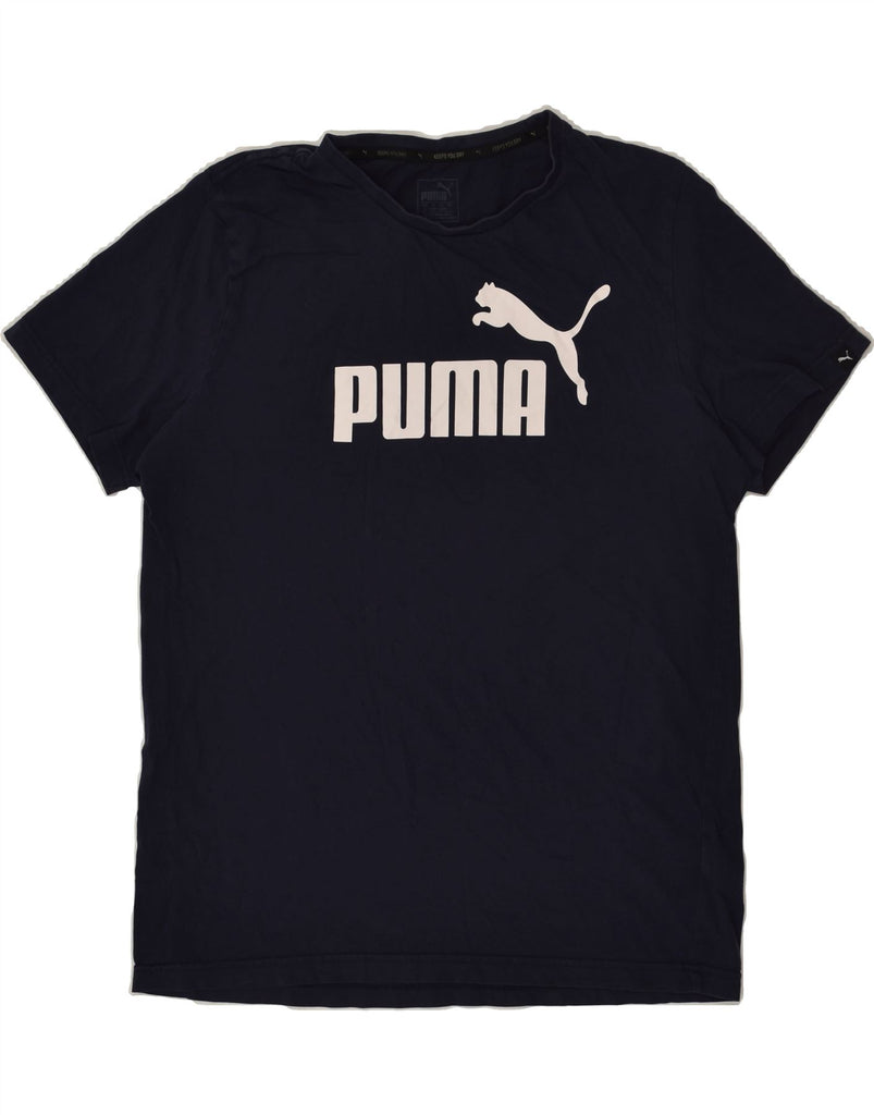 PUMA Mens Graphic T-Shirt Top Large Navy Blue Cotton | Vintage Puma | Thrift | Second-Hand Puma | Used Clothing | Messina Hembry 