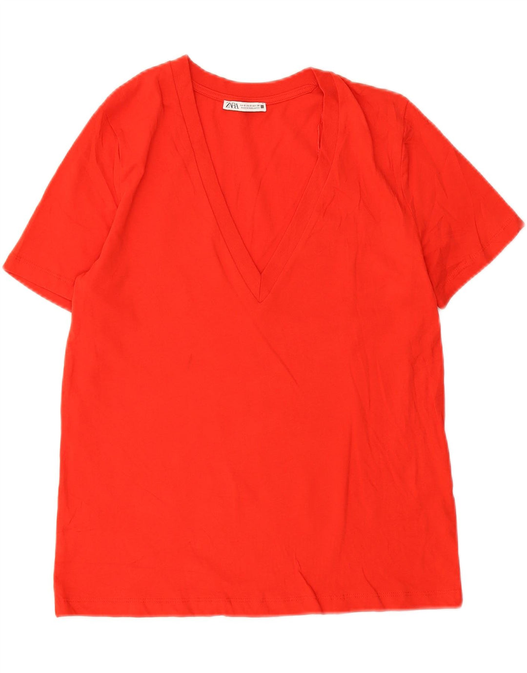 Zara Womens Oversized T-Shirt Top UK 10 Small Red Cotton
