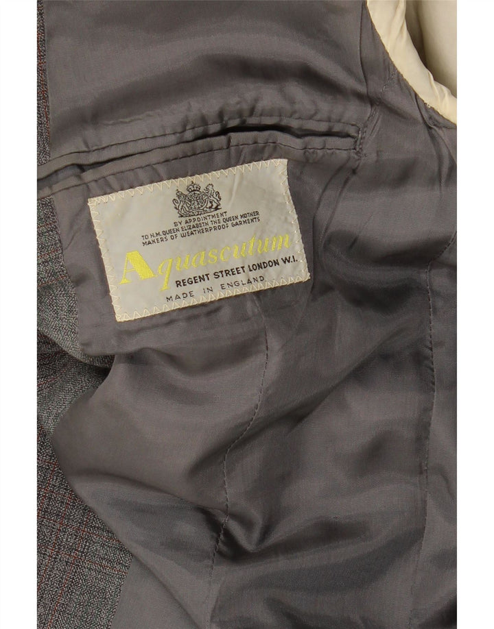 AQUASCUTUM Mens 3 Button Blazer Jacket UK 38 Medium Grey Check Wool