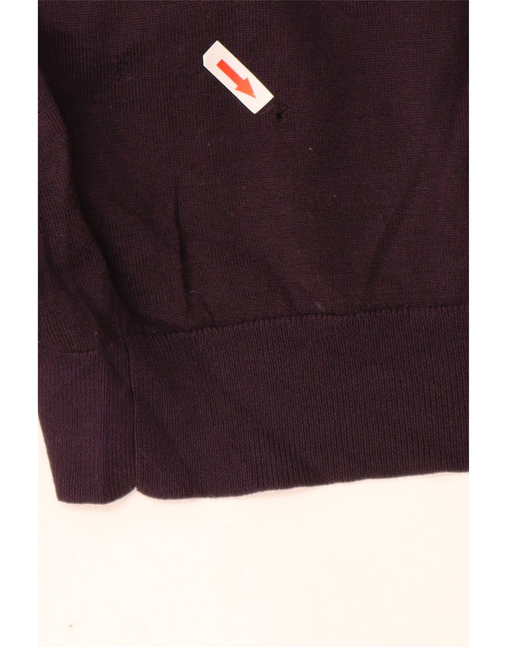 MARKS & SPENCER Mens Crew Neck Jumper Sweater Large Purple Merino Wool