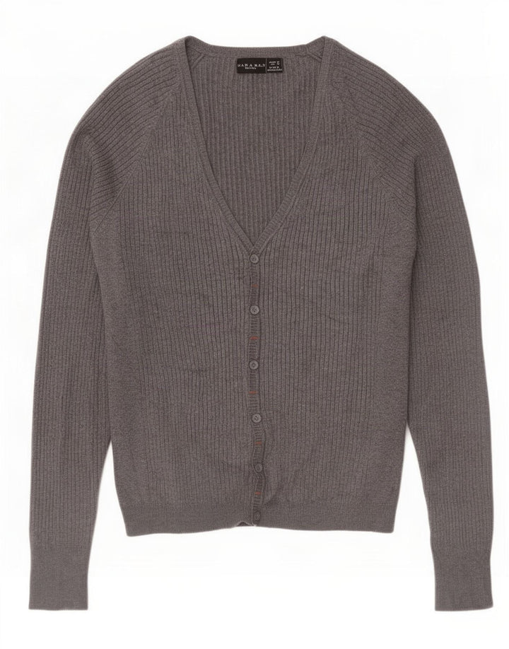 Zara Mens Cardigan Sweater Medium Grey Viscose