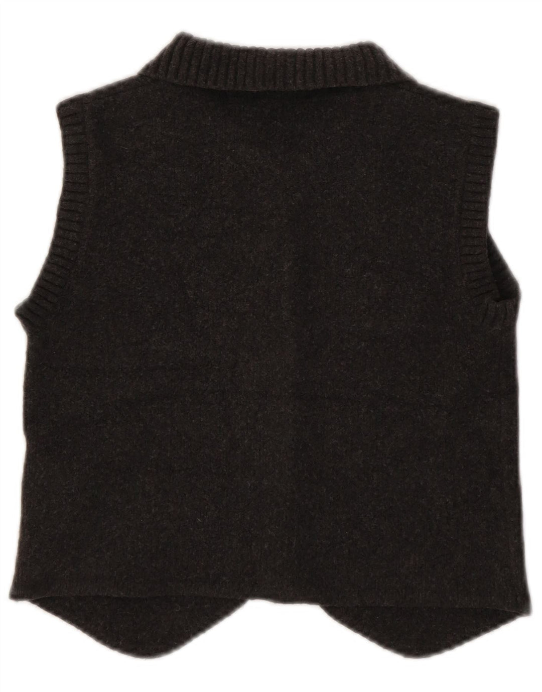 Zara Womens Crop Sleeveless Cardigan Sweater UK 10 Small Brown Polyester