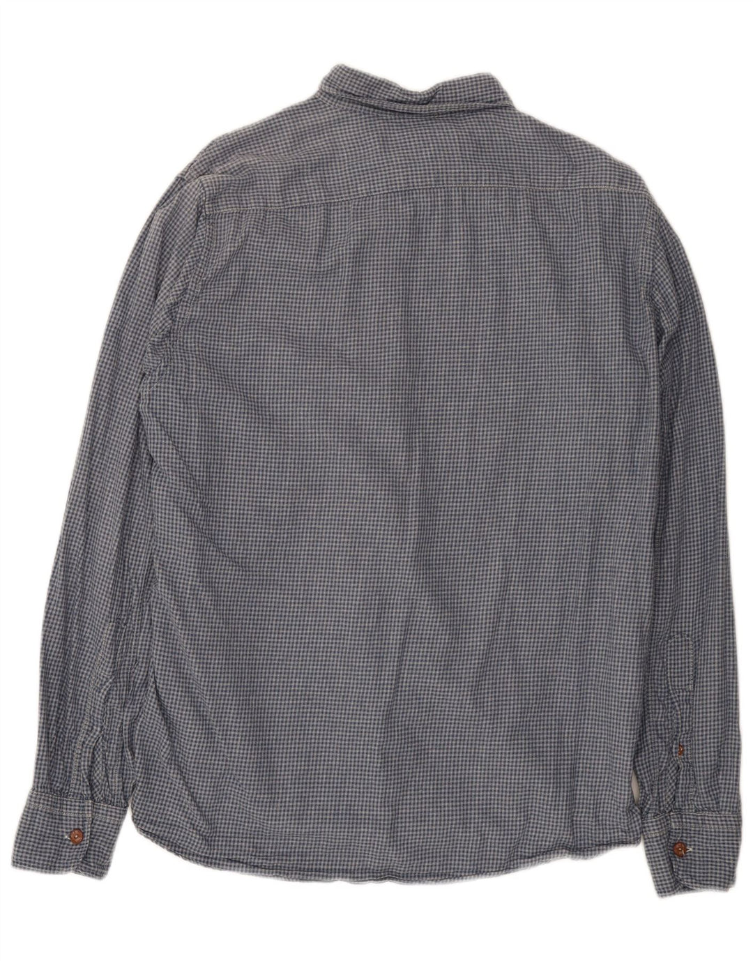 Replay Mens Flannel Shirt Large Blue Gingham Cotton