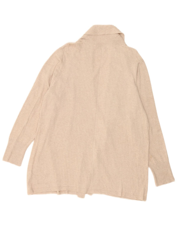 M&Co Womens Longline Open Cardigan Sweater UK 20 2XL Beige Viscose
