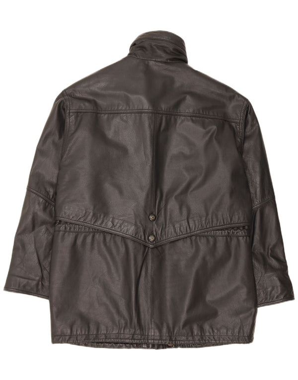 Yorn Womens Oversized Leather Coat EU 40 Medium Black