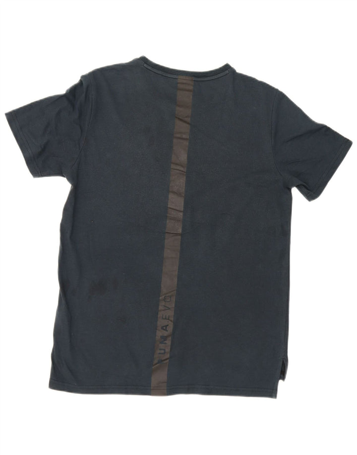 Puma Mens Graphic T-Shirt Top Medium Navy Blue Colourblock Cotton