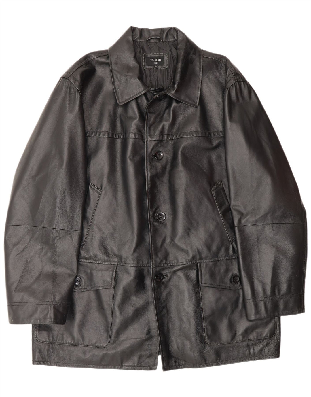 Vintage Mens Leather Jacket IT 56 3XL Black Leather