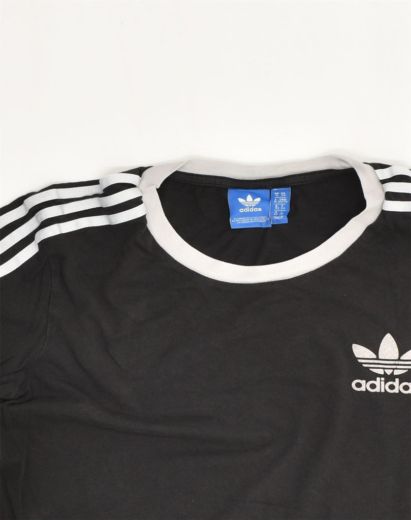 ADIDAS Womens T-Shirt Top Size 6 XS  Black Cotton | Vintage Adidas | Thrift | Second-Hand Adidas | Used Clothing | Messina Hembry 