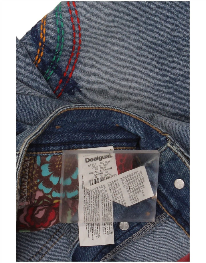 DESIGUAL Womens Graphic Slim Jeans W24  L32 Blue Floral Polyester