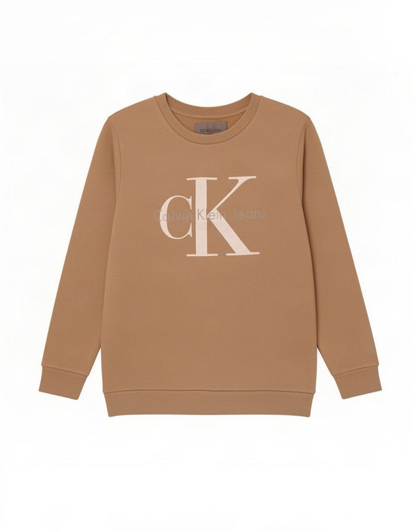 Calvin Klein Jeans Womens Graphic Sweatshirt Jumper UK 10 Small Beige