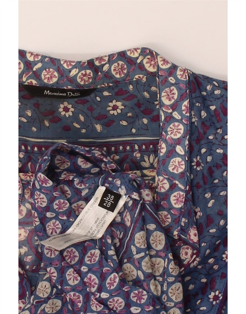 MASSIMO DUTTI Womens 3/4 Sleeve Blouse Top EU 38 Small Blue Floral Cotton Vintage Massimo Dutti and Second-Hand Massimo Dutti from Messina Hembry 
