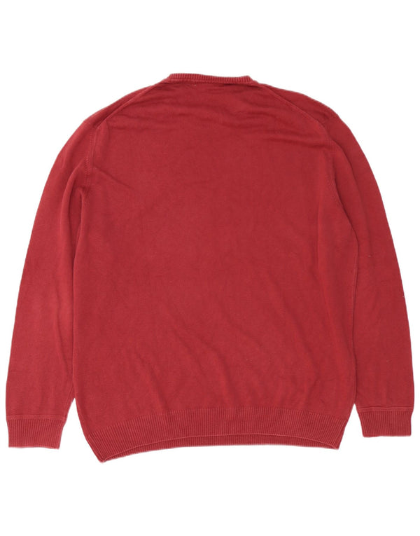 Massimo Dutti Mens Crew Neck Jumper Sweater 2XL Burgundy Cotton