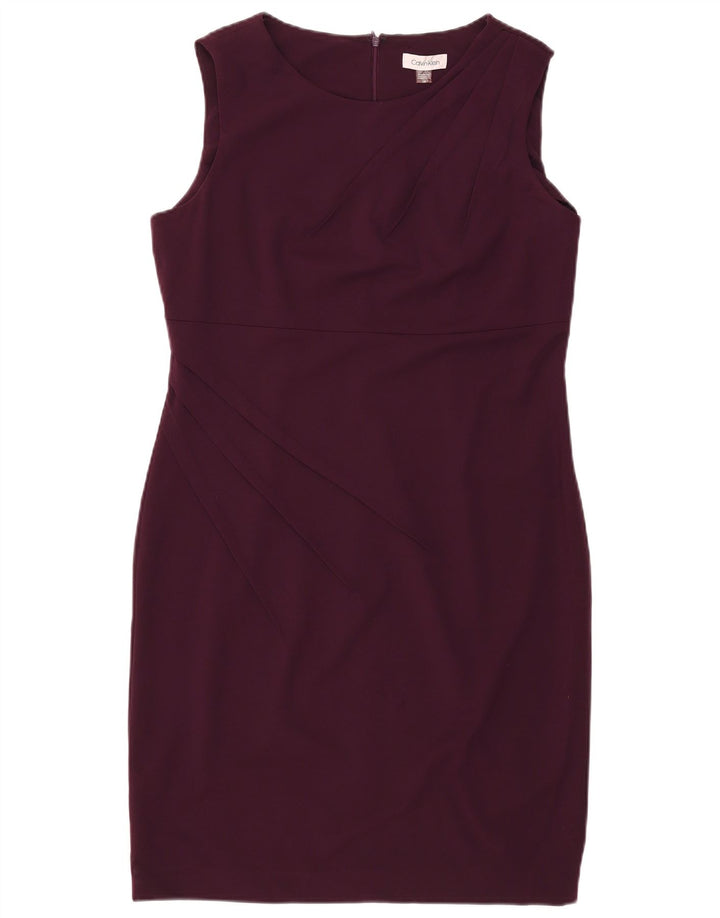 CALVIN KLEIN Womens Sleeveless Sheath Dress US 14 Large Burgundy Polyester