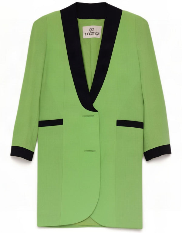 Gai Mattiolo Womens Longline Blazer Jacket IT 42 Medium Green Colourblock