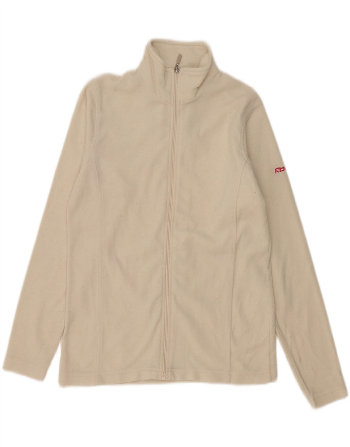 Reebok Womens Fleece Jacket UK 10 Small Off White Polyester