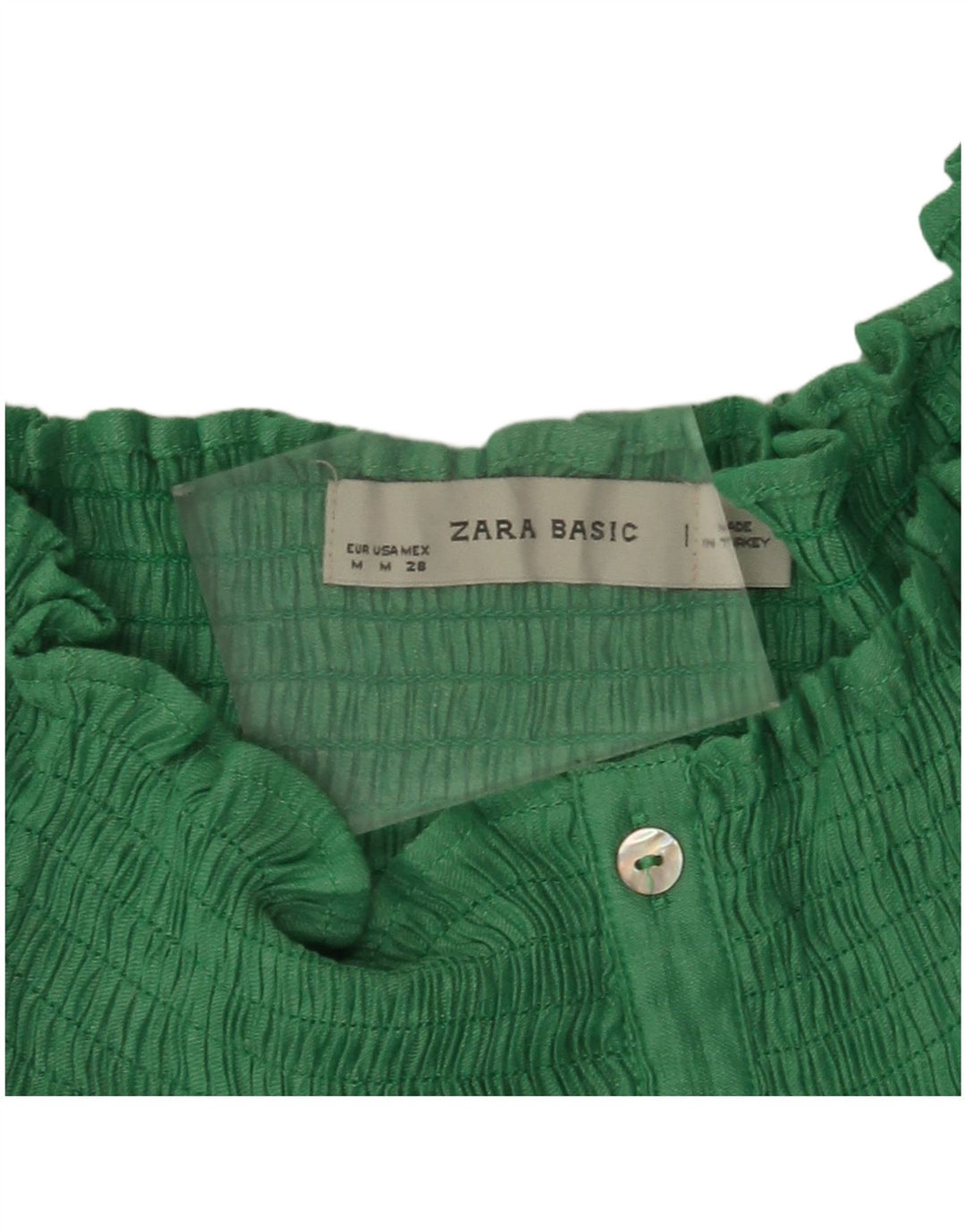 Zara Womens Off Shoulder Blouse Top UK 14 Medium Green