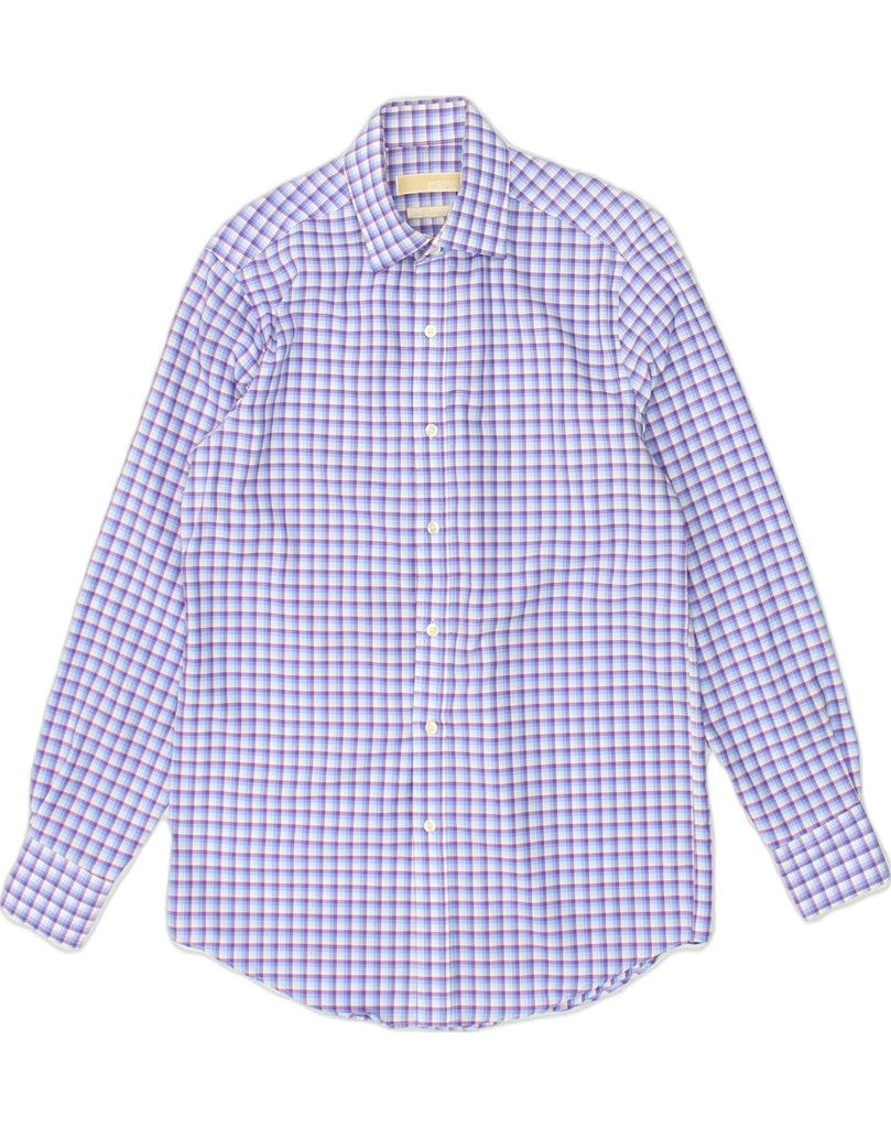 MICHAEL KORS Mens Shirt Size 15 Medium Blue Check Cotton | Vintage Michael Kors | Thrift | Second-Hand Michael Kors | Used Clothing | Messina Hembry 