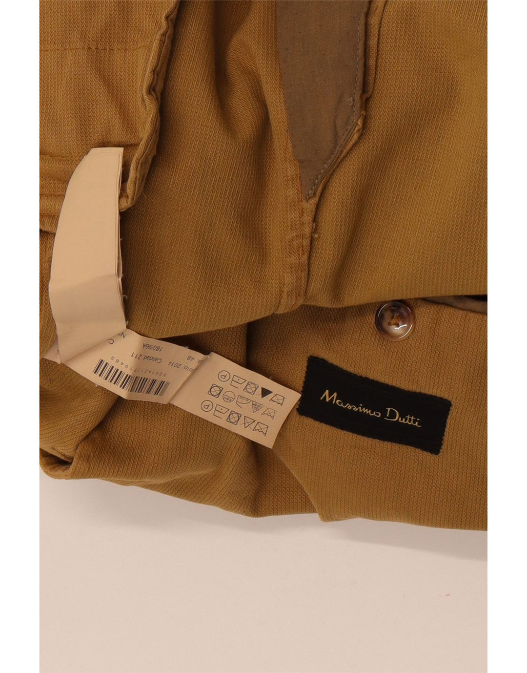 Massimo Dutti Mens 2 Button Blazer Jacket EU 48 Medium Khaki Cotton