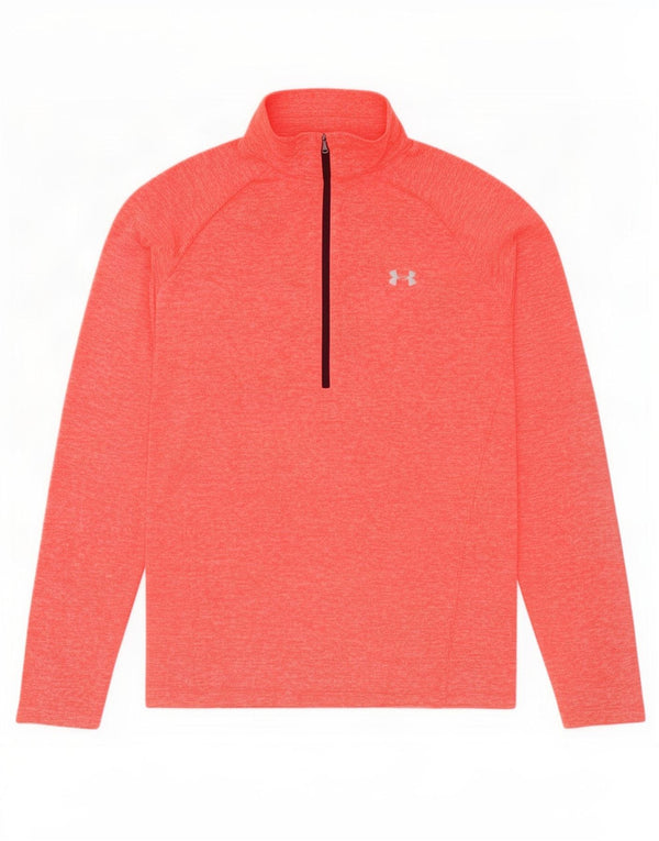 Under Armour Mens Heat Gear Pullover Tracksuit Top XL Orange Flecked