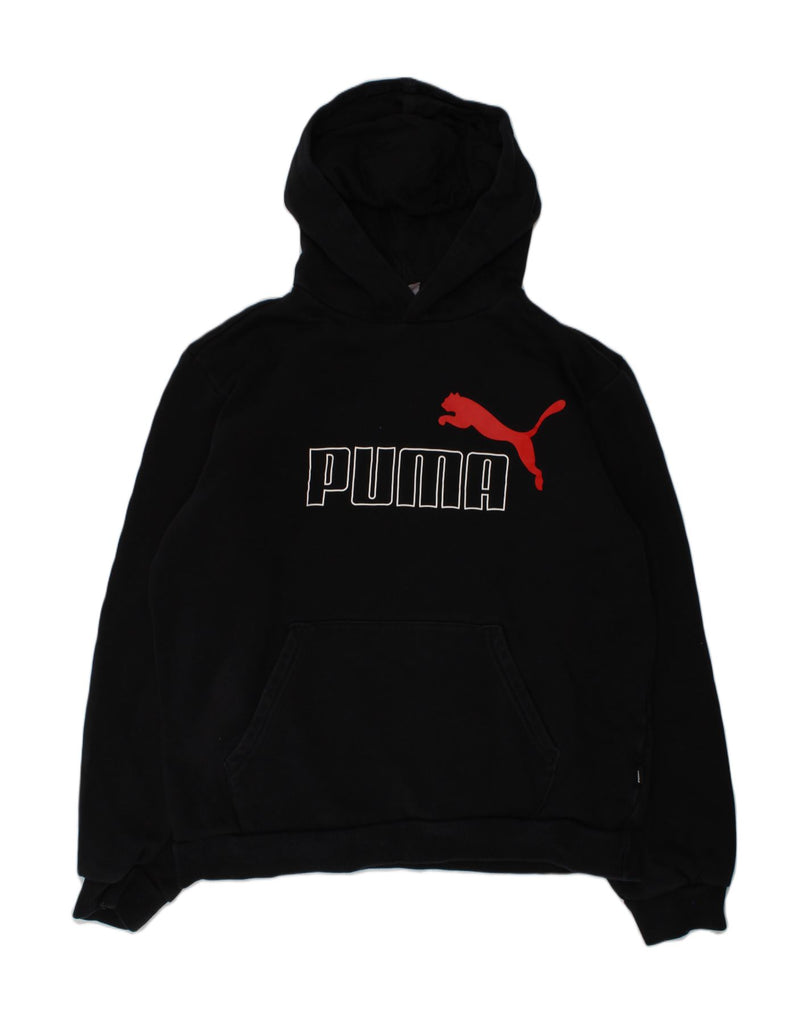 PUMA Boys Graphic Hoodie Jumper 15-16 Years Black Cotton | Vintage Puma | Thrift | Second-Hand Puma | Used Clothing | Messina Hembry 