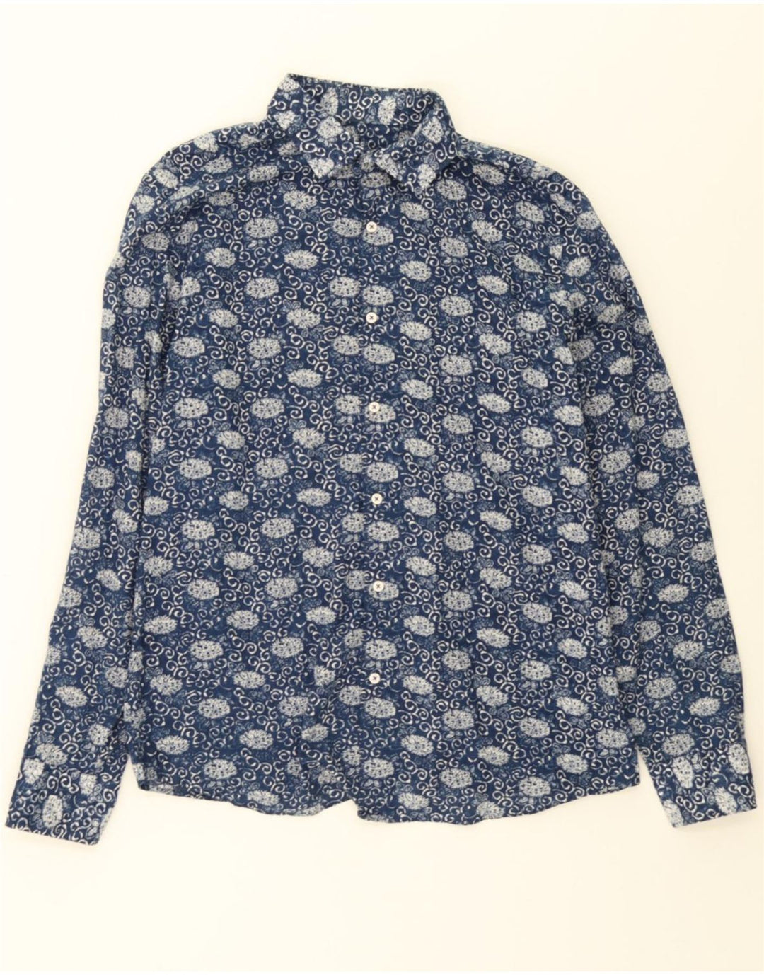 MASSIMO DUTTI Mens Shirt Large Blue Floral Vintage Massimo Dutti and Second-Hand Massimo Dutti from Messina Hembry 