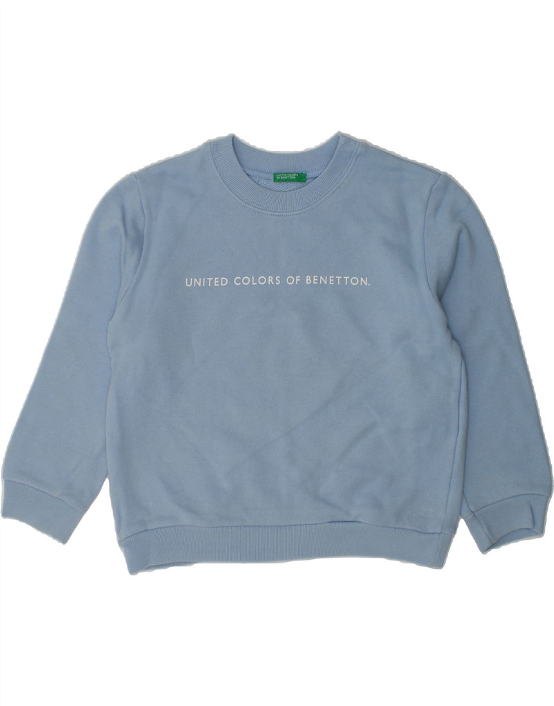 BENETTON Boys Graphic Sweatshirt Jumper 4-5 Years XS  Blue Cotton | Vintage Benetton | Thrift | Second-Hand Benetton | Used Clothing | Messina Hembry 