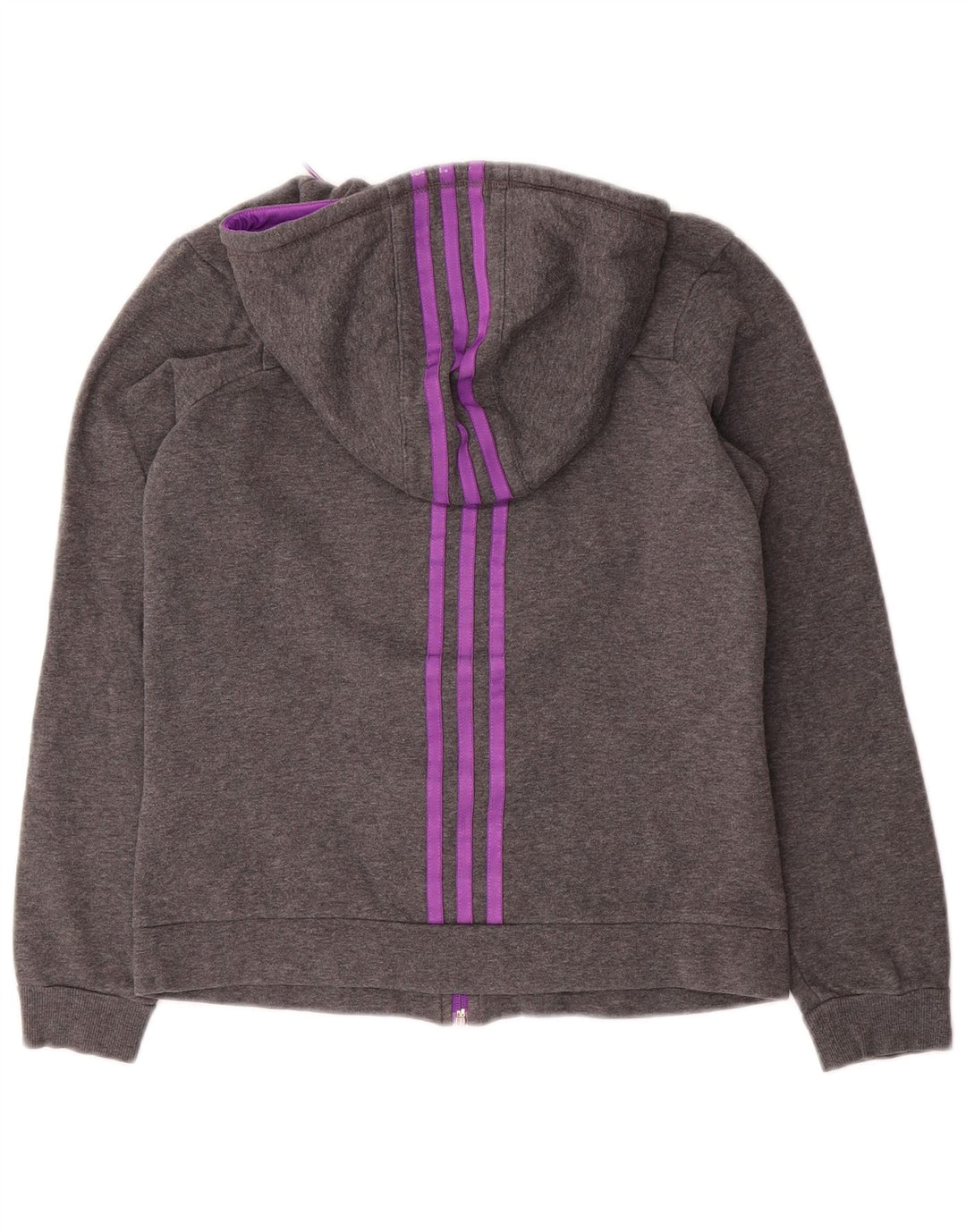 ADIDAS Womens Oversized Zip Hoodie Sweater UK 4/6 XS Grey Cotton