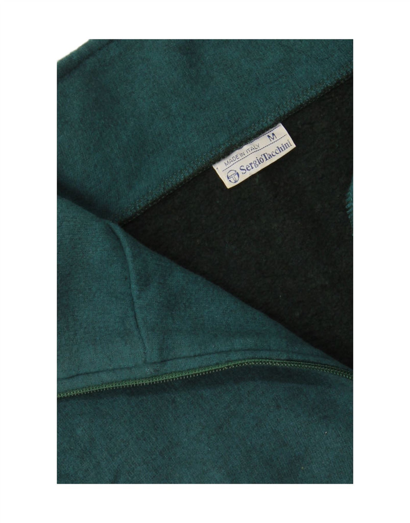 SERGIO TACCHINI Mens Zip Neck Graphic Sweatshirt Jumper Medium Green Vintage Sergio Tacchini and Second-Hand Sergio Tacchini from Messina Hembry 