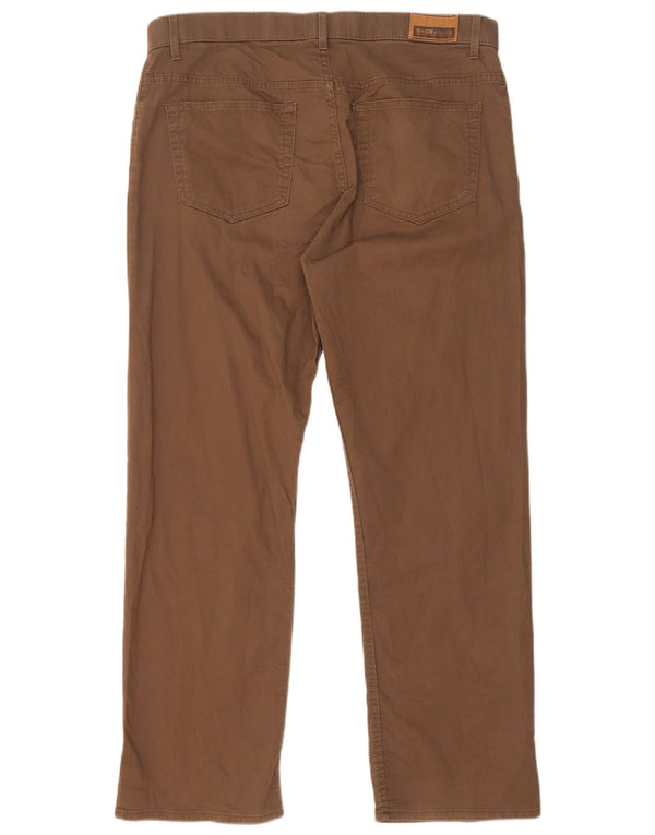 Marks & Spencer Mens Straight Casual Trousers W36 L29 Brown Cotton