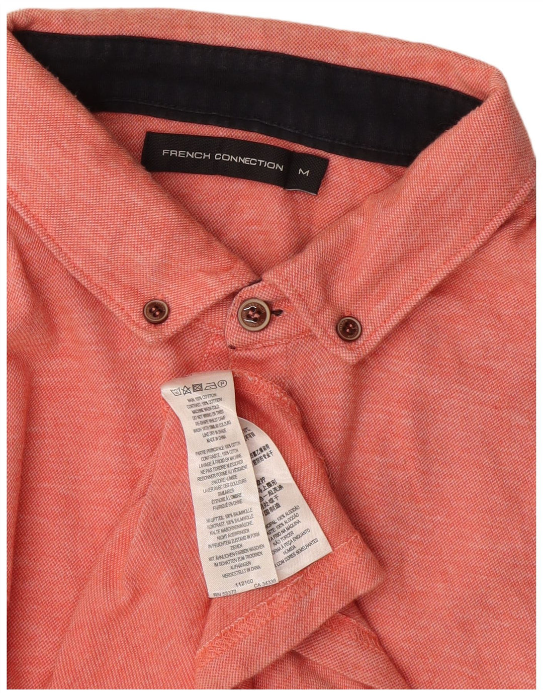 French Connection Mens Polo Shirt Medium Pink Flecked Cotton